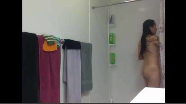 Beautiful singapore girl taking shower 